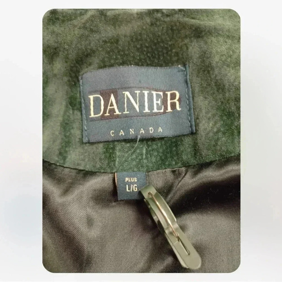 Danier Vintage  100% Leather Green Coat Size Large - Picture 9 of 13
